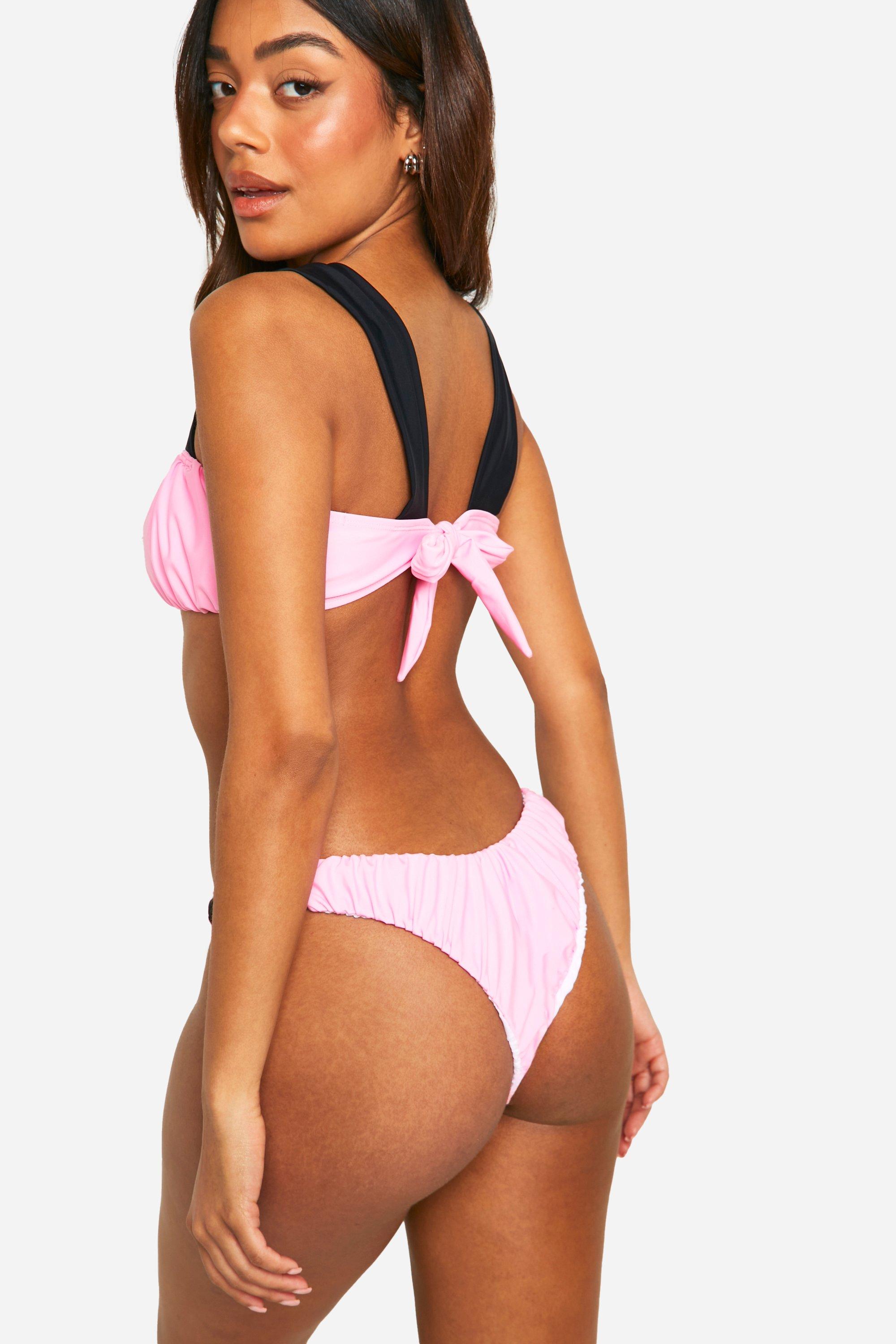 Gerafftes Bikinioberteil mit Schleife boohoo DE